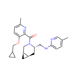 Cc1ccc(NC[C@@H]2C[C@H]3C[C@H]3CN2C(=O)c2nc(C)ccc2OCC2CC2)nc1 ZINC000068208631