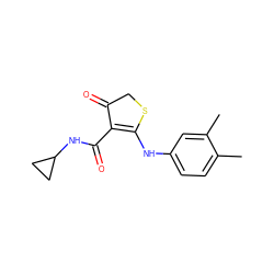 Cc1ccc(NC2=C(C(=O)NC3CC3)C(=O)CS2)cc1C ZINC000101701106