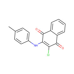 Cc1ccc(NC2=C(Cl)C(=O)c3ccccc3C2=O)cc1 ZINC000000162528