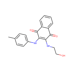 Cc1ccc(NC2=C(NCCO)C(=O)c3ccccc3C2=O)cc1 ZINC000019954178