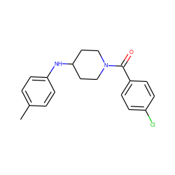 Cc1ccc(NC2CCN(C(=O)c3ccc(Cl)cc3)CC2)cc1 ZINC000006044386