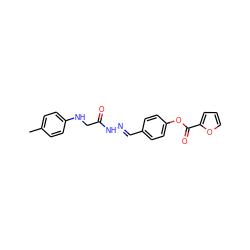 Cc1ccc(NCC(=O)N/N=C/c2ccc(OC(=O)c3ccco3)cc2)cc1 ZINC000001212737