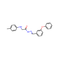 Cc1ccc(NCC(=O)N/N=C/c2cccc(Oc3ccccc3)c2)cc1 ZINC000001444167