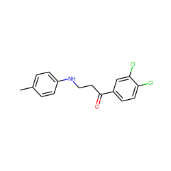 Cc1ccc(NCCC(=O)c2ccc(Cl)c(Cl)c2)cc1 ZINC000000446334