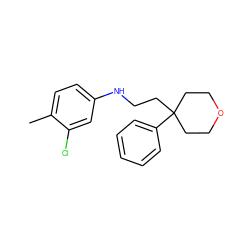 Cc1ccc(NCCC2(c3ccccc3)CCOCC2)cc1Cl ZINC000072107262