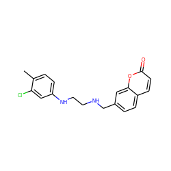 Cc1ccc(NCCNCc2ccc3ccc(=O)oc3c2)cc1Cl ZINC000013800770