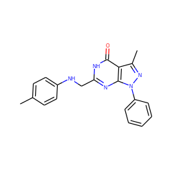 Cc1ccc(NCc2nc3c(c(C)nn3-c3ccccc3)c(=O)[nH]2)cc1 ZINC000653838711