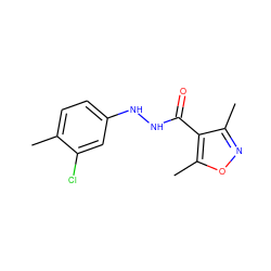 Cc1ccc(NNC(=O)c2c(C)noc2C)cc1Cl ZINC000000147457