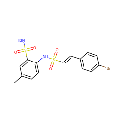 Cc1ccc(NS(=O)(=O)/C=C/c2ccc(Br)cc2)c(S(N)(=O)=O)c1 ZINC000143655871