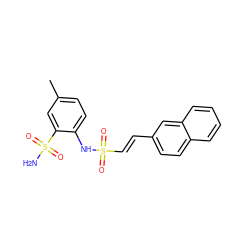 Cc1ccc(NS(=O)(=O)/C=C/c2ccc3ccccc3c2)c(S(N)(=O)=O)c1 ZINC000147574103