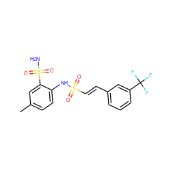 Cc1ccc(NS(=O)(=O)/C=C/c2cccc(C(F)(F)F)c2)c(S(N)(=O)=O)c1 ZINC000143472123