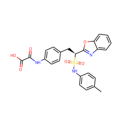 Cc1ccc(NS(=O)(=O)[C@@H](Cc2ccc(NC(=O)C(=O)O)cc2)c2nc3ccccc3o2)cc1 ZINC000096258539