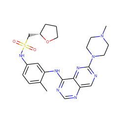 Cc1ccc(NS(=O)(=O)C[C@@H]2CCCO2)cc1Nc1ncnc2cnc(N3CCN(C)CC3)nc12 ZINC000166224178