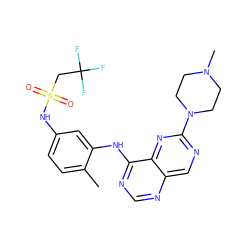 Cc1ccc(NS(=O)(=O)CC(F)(F)F)cc1Nc1ncnc2cnc(N3CCN(C)CC3)nc12 ZINC000166180810