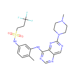 Cc1ccc(NS(=O)(=O)CCC(F)(F)F)cc1Nc1ncnc2cnc(N3CCN(C)CC3)nc12 ZINC000166182826