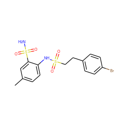 Cc1ccc(NS(=O)(=O)CCc2ccc(Br)cc2)c(S(N)(=O)=O)c1 ZINC000146115988