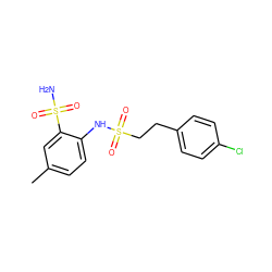 Cc1ccc(NS(=O)(=O)CCc2ccc(Cl)cc2)c(S(N)(=O)=O)c1 ZINC000144078056