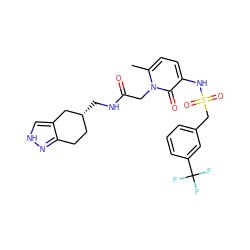 Cc1ccc(NS(=O)(=O)Cc2cccc(C(F)(F)F)c2)c(=O)n1CC(=O)NC[C@@H]1CCc2n[nH]cc2C1 ZINC000026965824