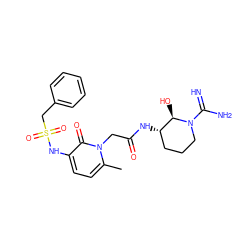 Cc1ccc(NS(=O)(=O)Cc2ccccc2)c(=O)n1CC(=O)N[C@H]1CCCN(C(=N)N)[C@@H]1O ZINC000029340589