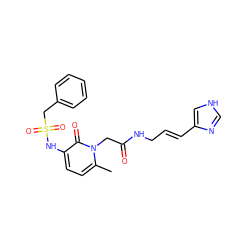 Cc1ccc(NS(=O)(=O)Cc2ccccc2)c(=O)n1CC(=O)NC/C=C/c1c[nH]cn1 ZINC000028563755