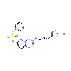 Cc1ccc(NS(=O)(=O)Cc2ccccc2)c(=O)n1CC(=O)NC/C=C/c1cnc(N)s1 ZINC000028563641