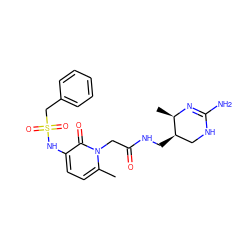 Cc1ccc(NS(=O)(=O)Cc2ccccc2)c(=O)n1CC(=O)NC[C@@H]1CNC(N)=N[C@@H]1C ZINC000011688202