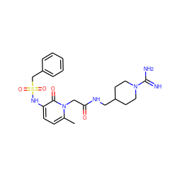 Cc1ccc(NS(=O)(=O)Cc2ccccc2)c(=O)n1CC(=O)NCC1CCN(C(=N)N)CC1 ZINC000003814027