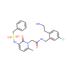 Cc1ccc(NS(=O)(=O)Cc2ccccc2)c(=O)n1CC(=O)NCc1cc(Cl)ccc1CCN ZINC000013553589