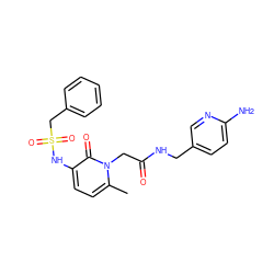 Cc1ccc(NS(=O)(=O)Cc2ccccc2)c(=O)n1CC(=O)NCc1ccc(N)nc1 ZINC000027881065