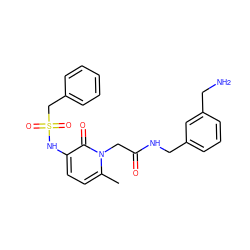 Cc1ccc(NS(=O)(=O)Cc2ccccc2)c(=O)n1CC(=O)NCc1cccc(CN)c1 ZINC000013553583