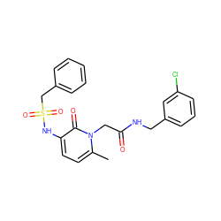 Cc1ccc(NS(=O)(=O)Cc2ccccc2)c(=O)n1CC(=O)NCc1cccc(Cl)c1 ZINC000001487087