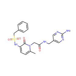 Cc1ccc(NS(=O)(=O)Cc2ccccc2)c(=O)n1CC(=O)NCc1cnc(N)nc1 ZINC000013440756