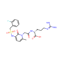 Cc1ccc(NS(=O)(=O)Cc2ccccc2F)c(=O)n1CC(=O)N[C@H](CCCN=C(N)N)C(=O)O ZINC000028225965