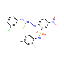 Cc1ccc(NS(=O)(=O)c2cc([N+](=O)[O-])ccc2N/N=C(\S)Nc2cccc(Cl)c2)c(C)c1 ZINC000013135925