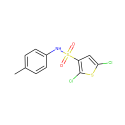 Cc1ccc(NS(=O)(=O)c2cc(Cl)sc2Cl)cc1 ZINC000020626963