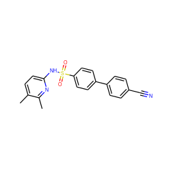 Cc1ccc(NS(=O)(=O)c2ccc(-c3ccc(C#N)cc3)cc2)nc1C ZINC000096258214