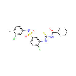 Cc1ccc(NS(=O)(=O)c2ccc(Cl)c(NC(=S)NC(=O)C3CCCCC3)c2)cc1Cl ZINC000008774495