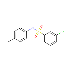 Cc1ccc(NS(=O)(=O)c2cccc(Cl)c2)cc1 ZINC000000463697