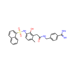 Cc1ccc(NS(=O)(=O)c2cccc3ccccc23)c(O)c1CC(=O)NCc1ccc(C(=N)N)cc1 ZINC000016051814