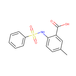 Cc1ccc(NS(=O)(=O)c2ccccc2)c(C(=O)O)c1 ZINC000014964411