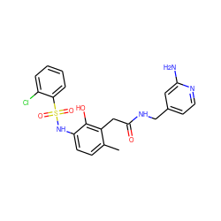 Cc1ccc(NS(=O)(=O)c2ccccc2Cl)c(O)c1CC(=O)NCc1ccnc(N)c1 ZINC000028569528