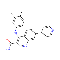 Cc1ccc(Nc2c(C(N)=O)cnc3cc(-c4ccncc4)ccc23)cc1C ZINC000028959781