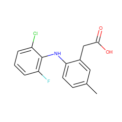 Cc1ccc(Nc2c(F)cccc2Cl)c(CC(=O)O)c1 ZINC000000007563