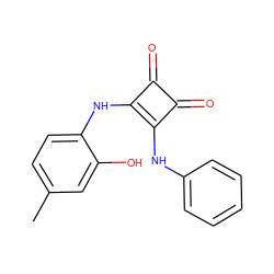 Cc1ccc(Nc2c(Nc3ccccc3)c(=O)c2=O)c(O)c1 ZINC000101113444