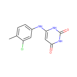 Cc1ccc(Nc2cc(=O)[nH]c(=O)[nH]2)cc1Cl ZINC000000262568