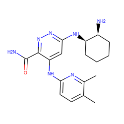 Cc1ccc(Nc2cc(N[C@@H]3CCCC[C@@H]3N)nnc2C(N)=O)nc1C ZINC000095921150