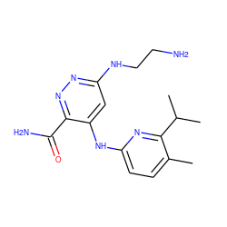 Cc1ccc(Nc2cc(NCCN)nnc2C(N)=O)nc1C(C)C ZINC000169308339