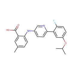 Cc1ccc(Nc2ccc(-c3cc(OC(C)C)ccc3F)nc2)c(C(=O)O)c1 ZINC000113898610