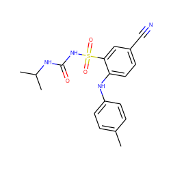 Cc1ccc(Nc2ccc(C#N)cc2S(=O)(=O)NC(=O)NC(C)C)cc1 ZINC000096272698