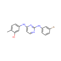 Cc1ccc(Nc2ccnc(Nc3cccc(Br)c3)n2)cc1O ZINC000040828473